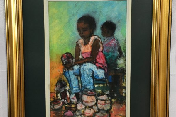 Girl with Pots Watercolor by Mauro Chiarla